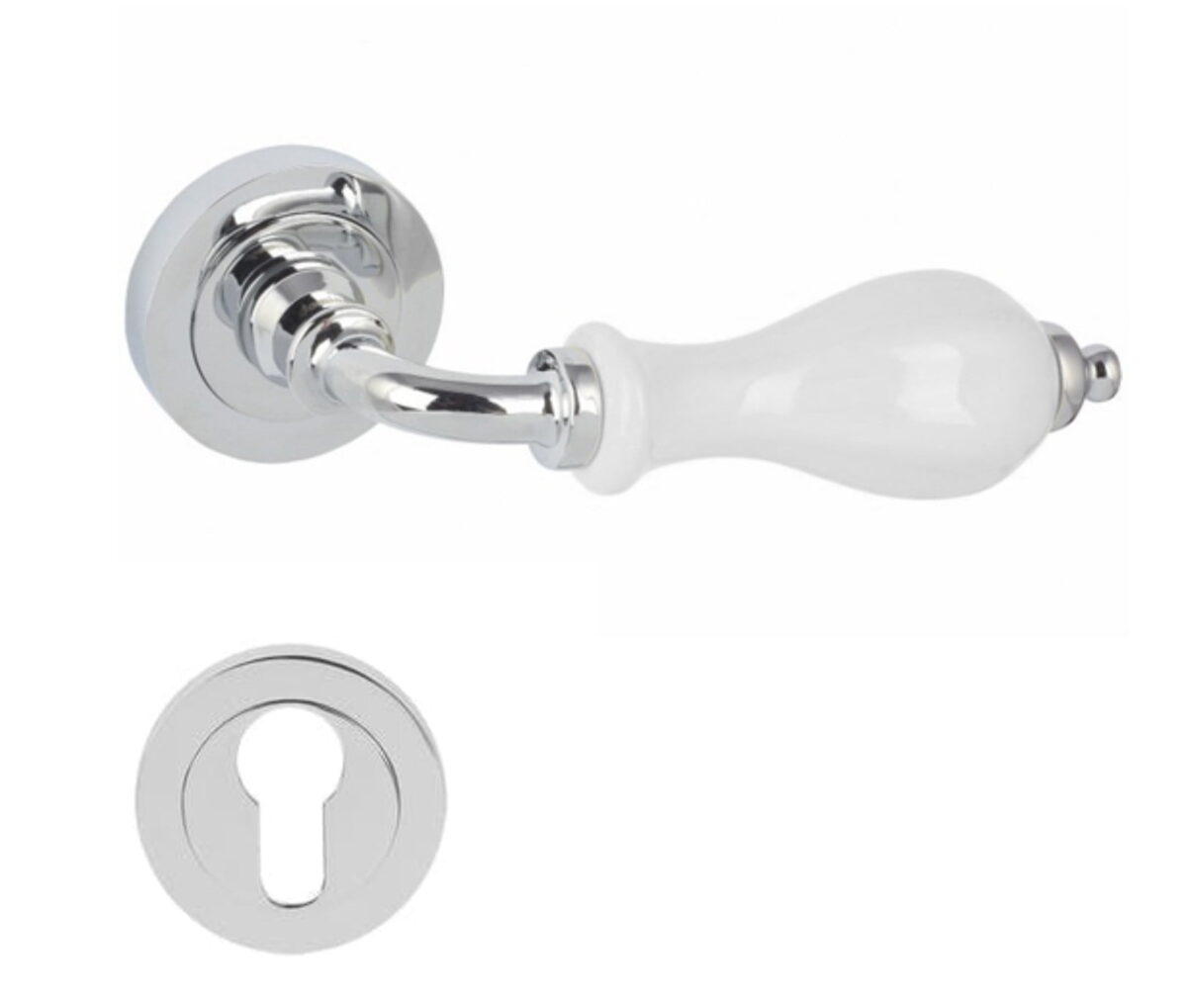 Maner-usa-Metal-Bud-Classic-cu-rozeta-rotunda-inchidere-pentru-butuc-cilindru-Crom-Ceramica-Alba