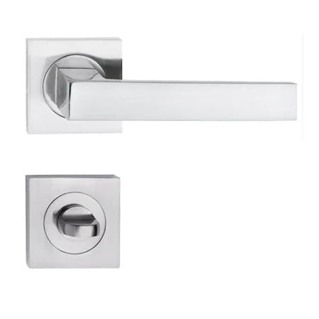 Mâner ușă Metal Bud Cubic cu rozetă pentru închidere WC Nichel