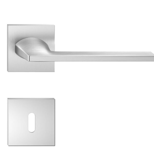 Mâner ușă Metal Bud Harmony Slim cu rozetă pentru închidere cheie Crom Satinat