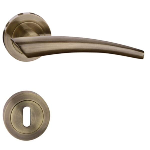 Mâner ușă Metal Bud Idea cu rozetă rotundă pentru închidere cheie Pinat Lucios