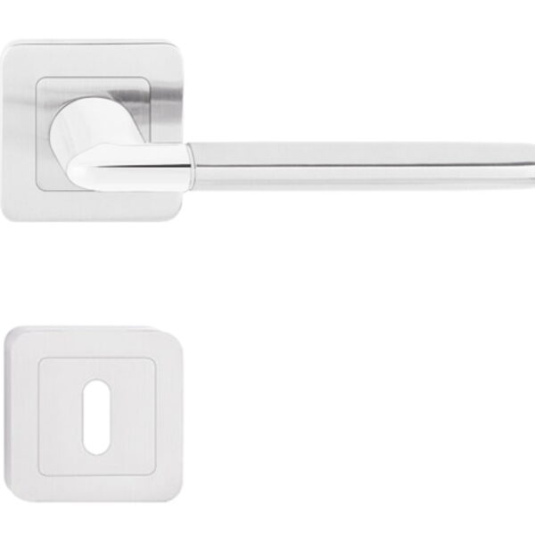 Mâner ușă Metal Bud Line cu rozetă pentru închidere cheie Crom & Nichel