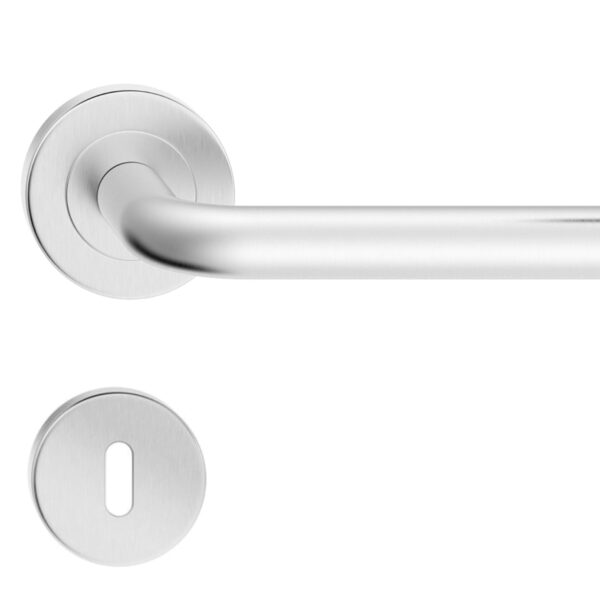 Mâner ușă Metal Bud Liu cu rozetă rotundă pentru închidere cheie Inox