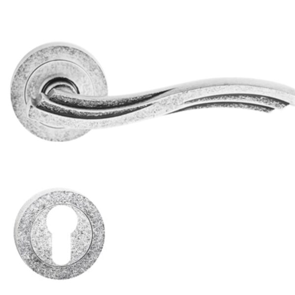 Mâner ușă Metal Bud Malta cu rozetă rotundă închidere pentru butuc (cilindru) Nichel Antic